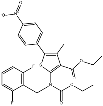 etyyli-2-((2,6-difluoribentsyyli)(etoksikarbonyyli)amino)-4-metyyli-5-(4-nitrofenyyli)tiofeeni-3-karboksylaatti