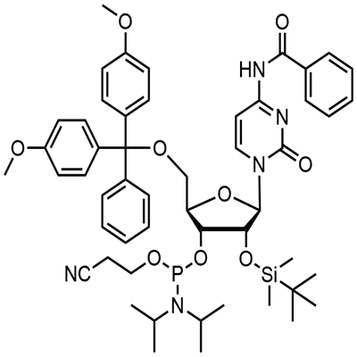 N-estetty-5'-O-DMT-2'-O-TBDMS CED-sytidiinifosforamidiitti