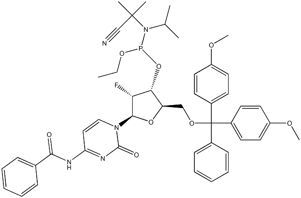 N4-bentsoyyli-2'-deoksi-5'-O-DMT-2'-fluorisytidiinifosforamidiitti